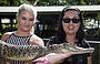 Holding a crocodile